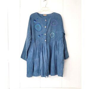 Steel Pony Lagen Look Linen and Crinkled Cotton Art to Wear Tunic or Mini Dress